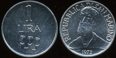 Сан-Марино. 1 лира. 1973 (Unc)