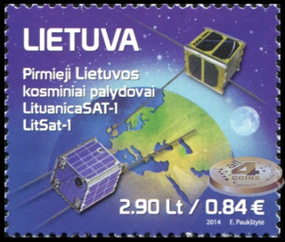 Литва. 2014. Первый Литовский спутник (Почтовая марка. MNH OG)