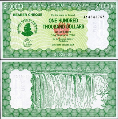Зимбабве. 100000 долларов (Unc) 2006