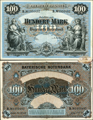 Германия (Бавария). 100 марок (XF) 1900