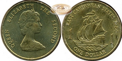 Британские Карибские Штаты. 1 доллар. 1986 (Unc)