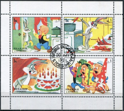 Шарджа. 1972. Персонажи мультфильмов. Багз Банни (Квартблок. CTO Гашеная)