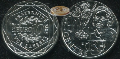 Франция. 10 евро. 2012 (Unc. Серебро)