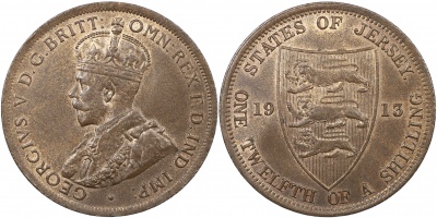 Джерси. 1/12 шиллинга. 1913 (Unc)