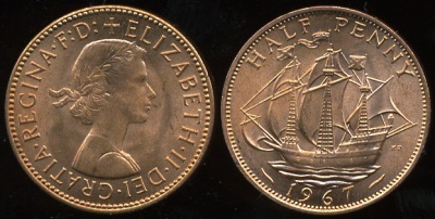 Великобритания. 1/2 пенни. 1967