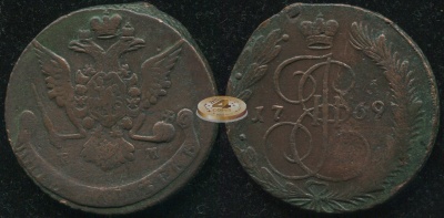 Россия. 5 копеек. 1769 (aVF/VF) Е.М.