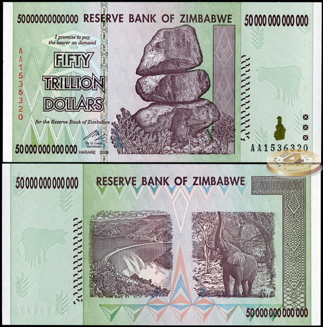 Зимбабве. 50.000.000.000.000 долларов (Unc) 2009