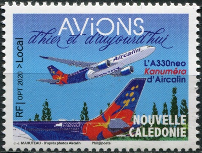 Новая Каледония. 2020. Аэробус A330 авиакомпании Aircalin (Почтовая марка. MNH OG)