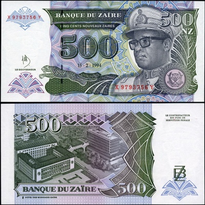 Заир. 500 новых заиров (Unc) 1994