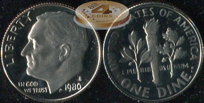 США. 10 центов (Дайм). 1980.S (Proof)