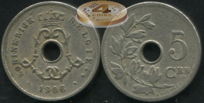 Бельгия. 5 центимов. 1906 (VF)