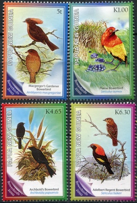 Папуа Новая Гвинея. 2010. Птицы-шалашники (Серия. MNH OG)