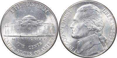 США. Монета 5 центов [Никель]. 2003.P (KM#A192. Unc) Jefferson Nickel