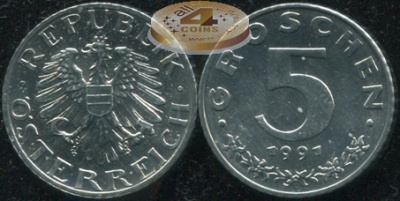 Австрия. 5 грошенов. 1991 (Unc)