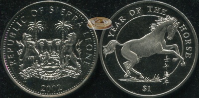 Сьерра Леоне. 1 доллар. 2002 (Unc)
