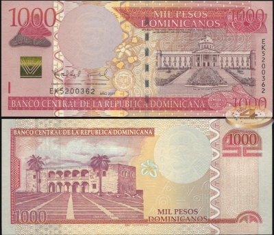 Доминиканская республика. 1000 песо доминикано (Unc) 2011