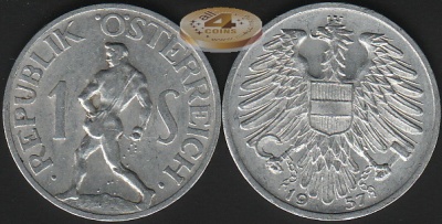 Австрия. 1 шиллинг. 1957 (aXF)