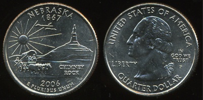 США. Квотер (25 центов). 2006.P (Unc) Небраска