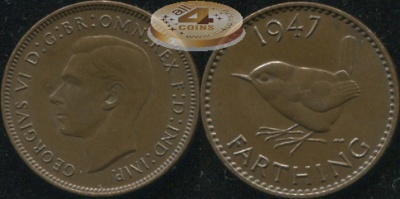 Великобритания. 1 фартинг. 1947. (aUnc)