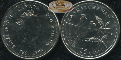 Канада. 25 центов. 1992 (Unc)