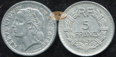 Франция. 5 франков. 1947(a) (XF)