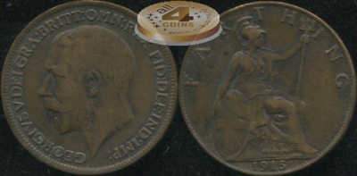 Великобритания. 1 фартинг. 1915. (aXF)