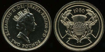 Великобритания. 2 фунта. 1986 (Proof)