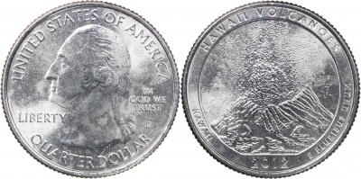 США. Монета 25 центов [Квотер]. 2012.D (KM#522. Unc) Hawaii Voclanoes [Hawaii]