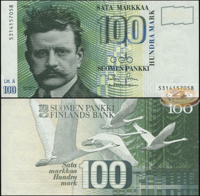 Финляндия. 100 марок (Unc) 1991