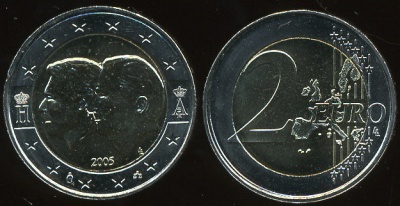 Бельгия. 2 евро. 2005 (Unc. Биметалл)