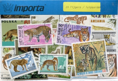 Тигры и леопарды. Набор почтовых марок (25 шт. Ассорти)