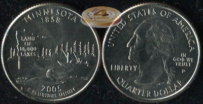 США. Квотер (25 центов). 2005.P (Unc) Миннесота