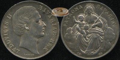 Германия (Бавария). 1 ферайнталер. 1866 (XF+. Серебро)