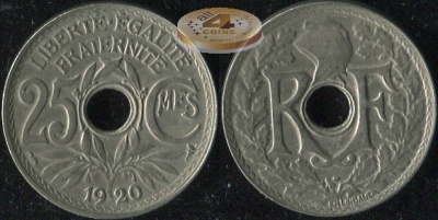 Франция. 25 центимов. 1920 (VF)