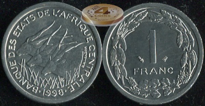 КФА-Центр. 1 франк. 1998 (Unc)