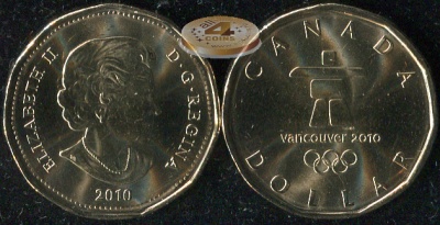 Канада. 1 доллар. 2010 (Unc) Зимняя олимпиада. Ванкувер'2010