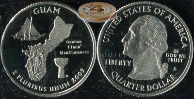 США. Квотер (25 центов). 2009.S (Proof) Гуам