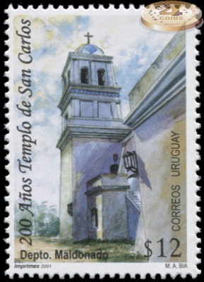 Уругвай. 2001. 200 лет Церкви Сан-Карлос (Почтовая марка. MNH OG)