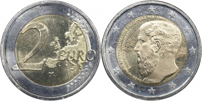 Греция Монета 2 евро. 2013 (Unc. Биметалл) 2400 лет с основания Академии Платона