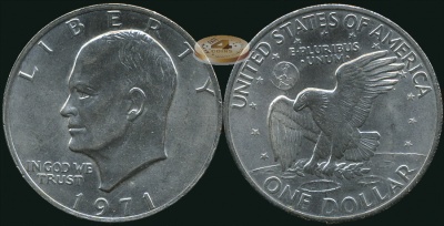 США. 1 доллар. 1971D (Unc)