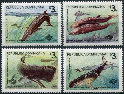 Доминиканская республика. 1995. Национальный музей естествознания: киты (Серия. MNH OG)