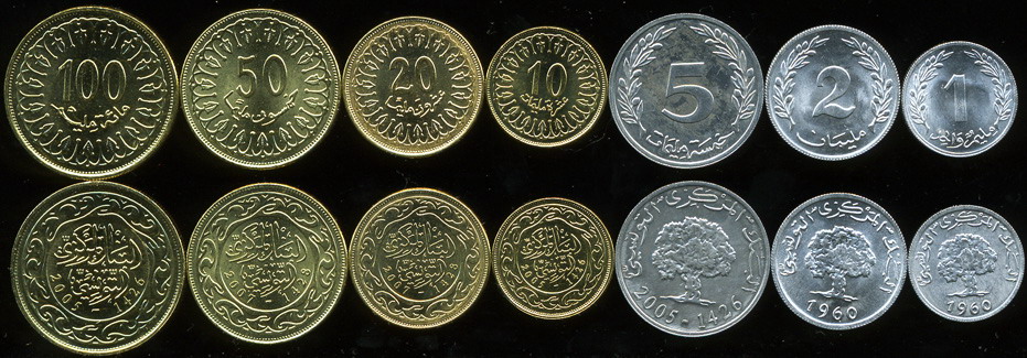 Тунис. Набор №1 (7 монет) 1960-2007