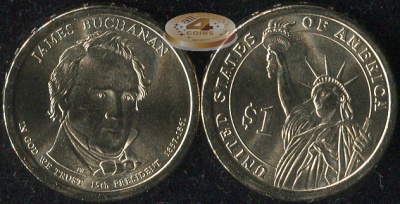 США. 1 доллар. 2010.P (Unc) Джеймс Бьюкенен
