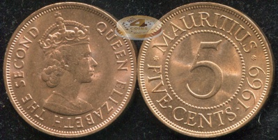 Маврикий. 5 центов. 1969 (Unc)