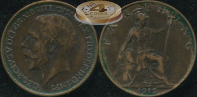 Великобритания. 1 фартинг. 1912. (XF+/XF)