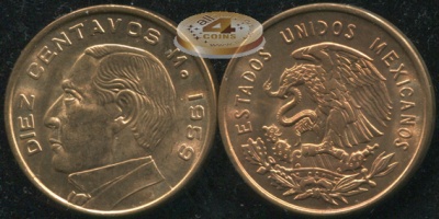 Мексика. 10 центаво. 1959 (Unc)