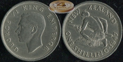 Новая Зеландия. 1 шиллинг. 1947 (XF)