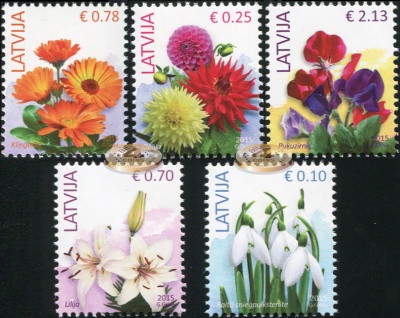 Латвия. 2015. Цветы (Серия. MNH OG)