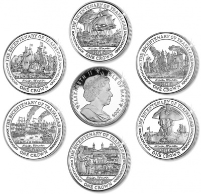 Остров Мэн. 200 лет Трафальгарской битве (6 монет) 2005