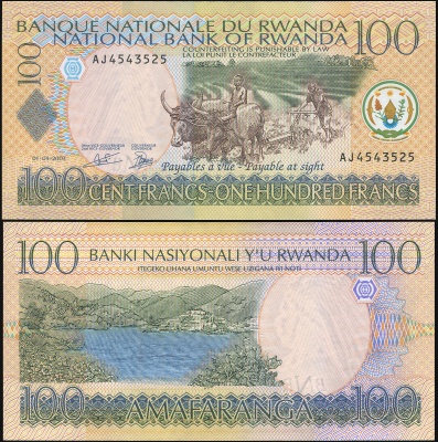 Руанда. Банкнота 100 франков. 01.09.2003. Unc. Бумага. Кат# P.29b